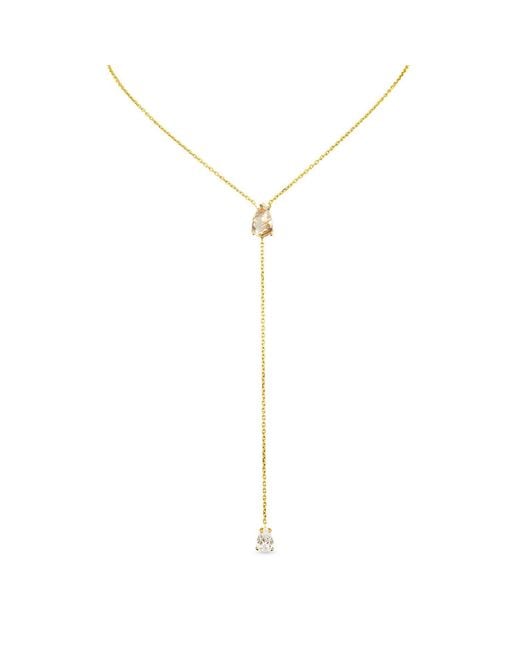 SALLY SKOUFIS Metallic Pure Lariat With Rutile & Made Cz Diamond Stimulant