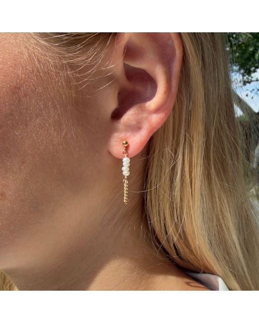 Rachel Nathan Metallic Post: Pearl & Chain Earrings