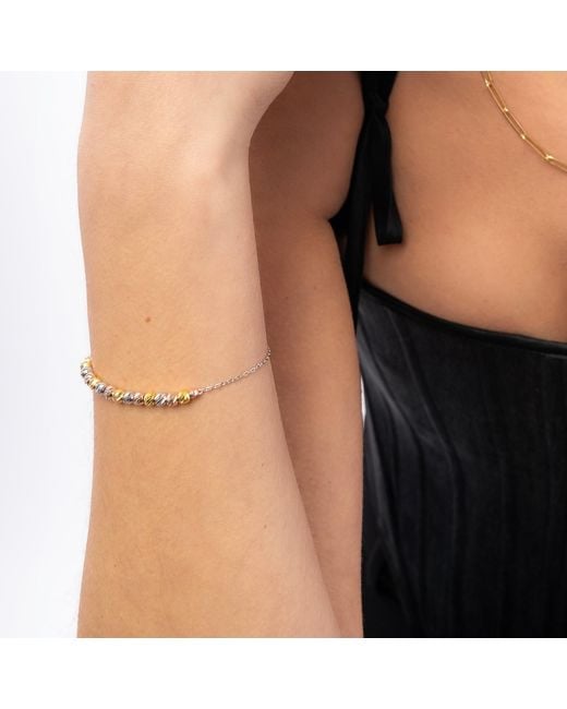 Spero London Metallic Middle Beaded 3 Rose Sterling Handmade Bracelet