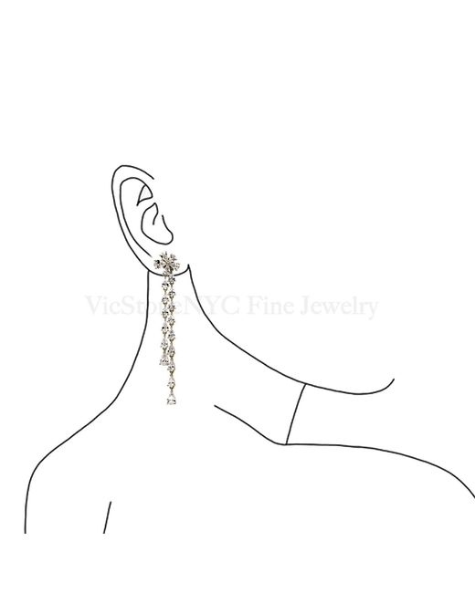 VicStoneNYC Fine Jewelry Metallic Elegant Flower Dangle Earrings – Long Drop Jewelry For