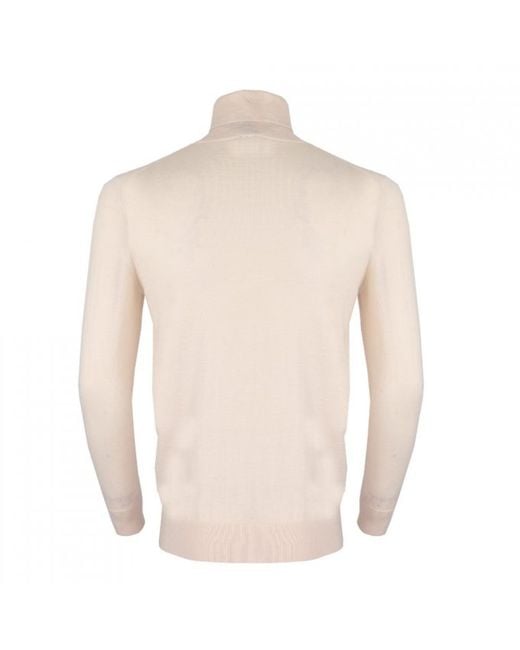 DAVID WEJ White Neutrals Dixon Light Wool Roll Neck Jumper – Cream for men