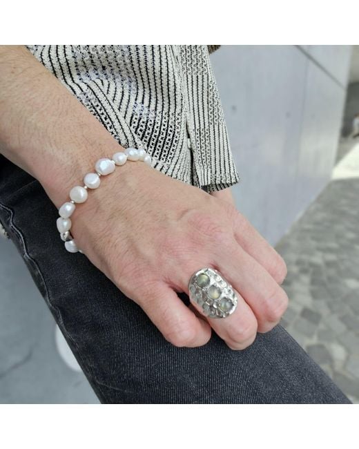 Farra Metallic Freshwater Pearls With Sterling Bracelet for men