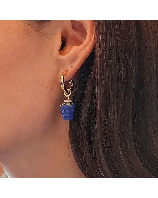 Farra Blue Raspberry Dangle Hoop Fun Earrings