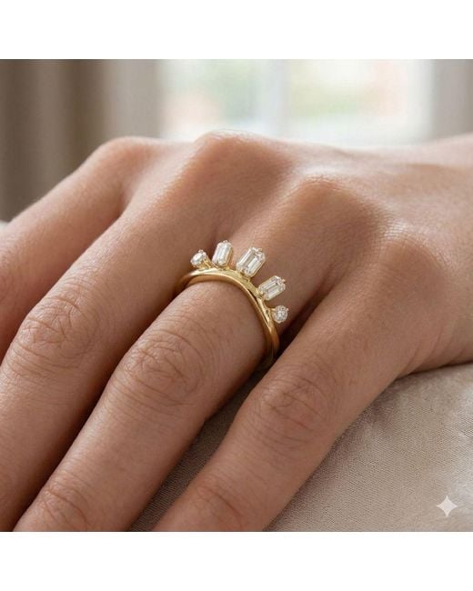 Artisan Metallic 14K Pear Cut Diamond Crown Ring