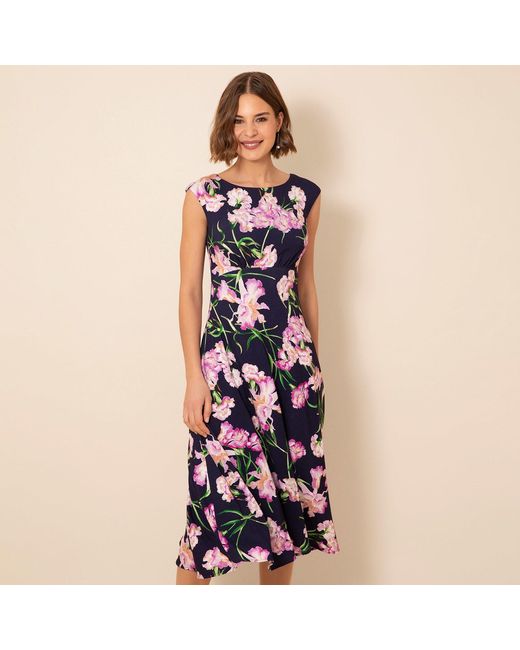 Alie Street London Blue Luna Midi Dress Midnight Blossom