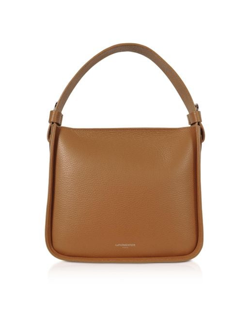 Le Parmentier Brown Duplo Medium Hammered Leather Top Handle Bag