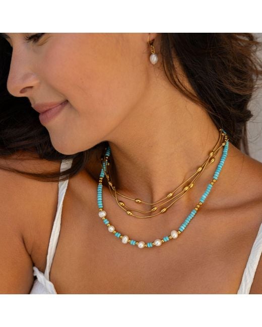 Christina Greene Blue Free Spirit & Pearl Beaded Necklace