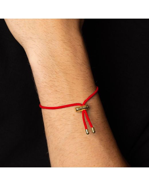 Nialaya Red String Bracelet With Adjustable Gold Lock for men