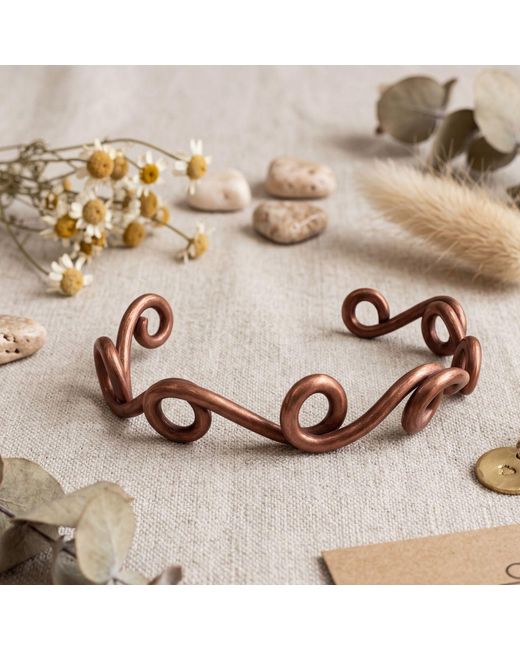 Anatoliacraft Brown Solid Copper Twisted Wave Cuff Bracelet