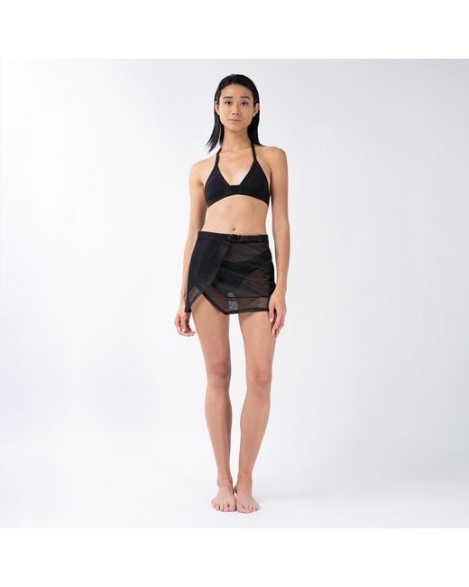 Kim Foley Black Shortie Sarong Beach Cover-Up Athletic Wrap Skirt