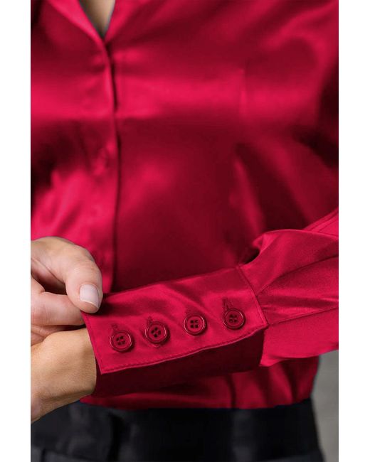 Madison / Savile Red Rose Haven Fitted Satin Shirt