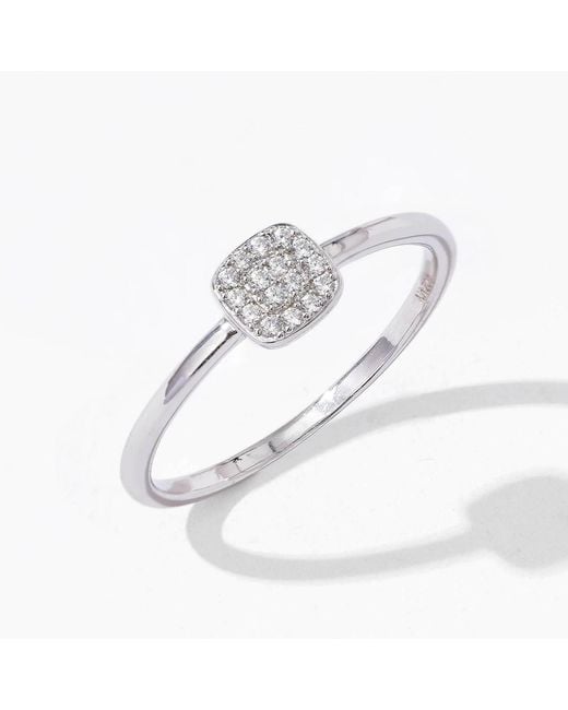 Diamonbliss Metallic Square Shapre Pave Dainty Band Ring, Platinum