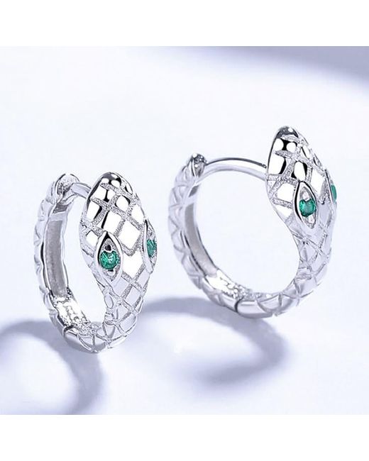 Angel Barocco Blue Small & Dainty Snake Hoops Earrings