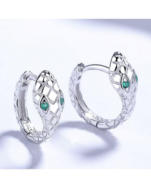 Angel Barocco Blue Small & Dainty Snake Hoops Earrings