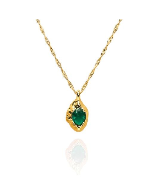 Classicharms Metallic Emerald Pendant Necklace