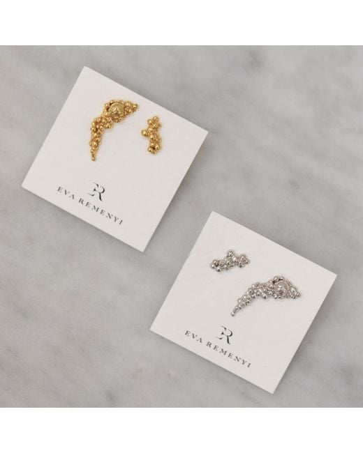 EVA REMENYI Metallic Céleste Deux Asymmetrical Stud Earrings