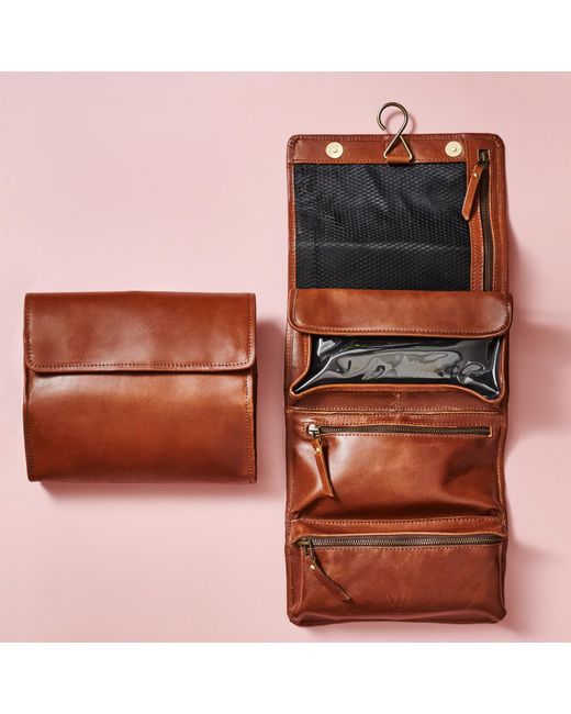 VIDA VIDA Brown Hanging Tan Leather Wash Bag