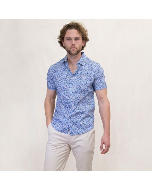 Lords of Harlech Blue Scott Mosaic Shirt for men