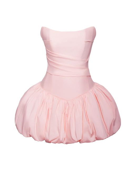 Miss Circle New York Pink Oletta Corset Strapless Bubble Hem Mini Dress