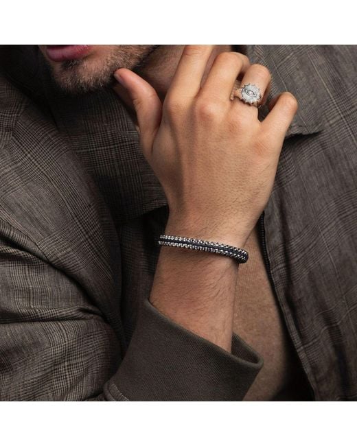 Nialaya Metallic Woven Box Chain Bracelet for men
