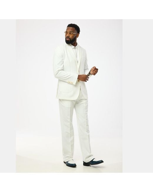 DAVID WEJ White Ashford Relaxed Single Breasted Blazer – for men