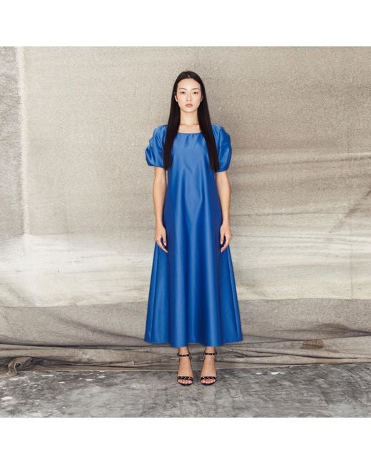 Bianca Popp Blue Puff Dress With Wrinkled Shoulders