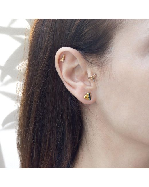 Ebru Jewelry Yellow Nature Triangle Diamond Stud Earring