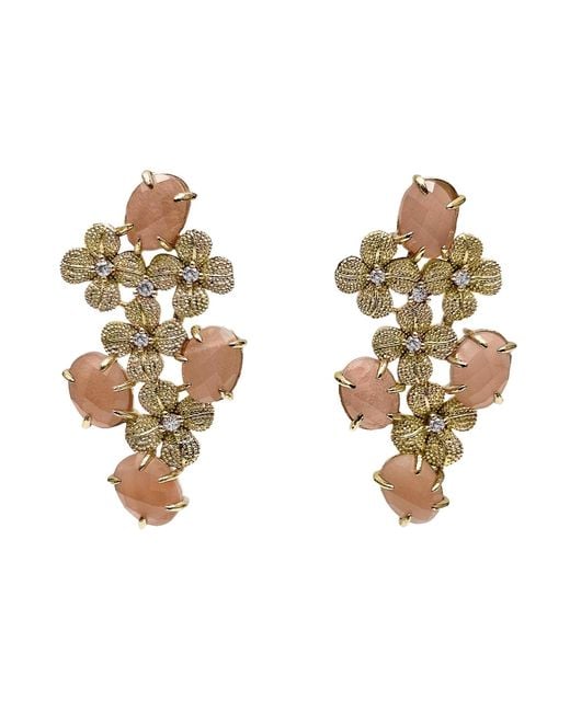 Farra Metallic Flower Agate Statement Earrings