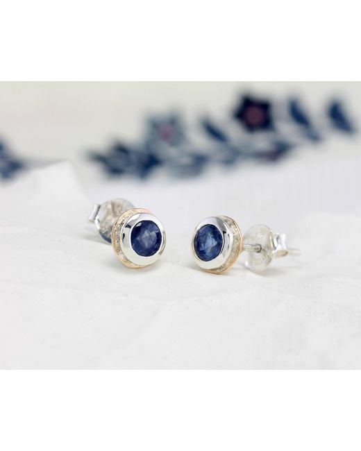 Isla Silver Blue Handmade Sterling Sapphire Stud Earrings