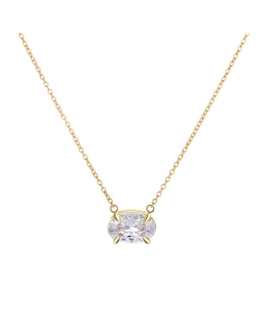 Onewildone Metallic True Love Story Oval Solitaire Necklace