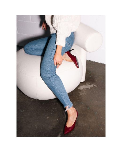 The 5Th Element Pink Celine Burgundy Leather Kitten Heels