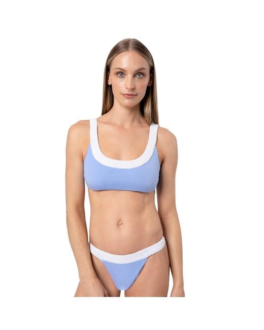 Self-Adore Blue Zenya Hand-Beaded Embellished Bikini Top