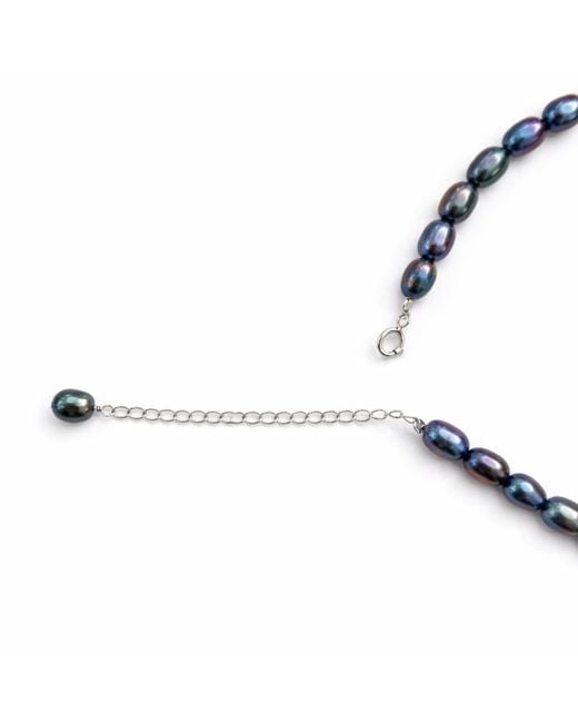 Pearl Code Metallic Rice Pearl Choker, Iridescent Freshwater Pearl Necklace