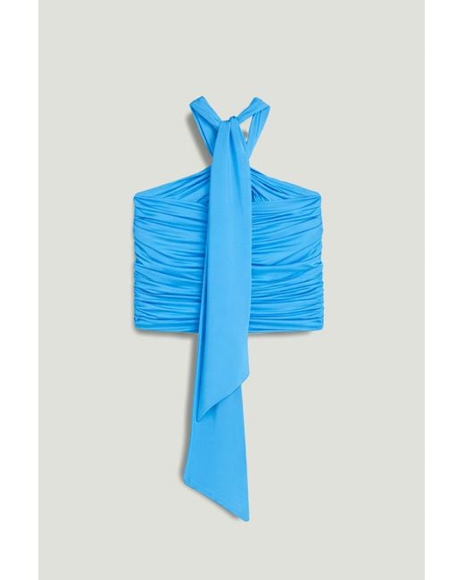 Nocturne Blue Cut-Out Draped Blouse