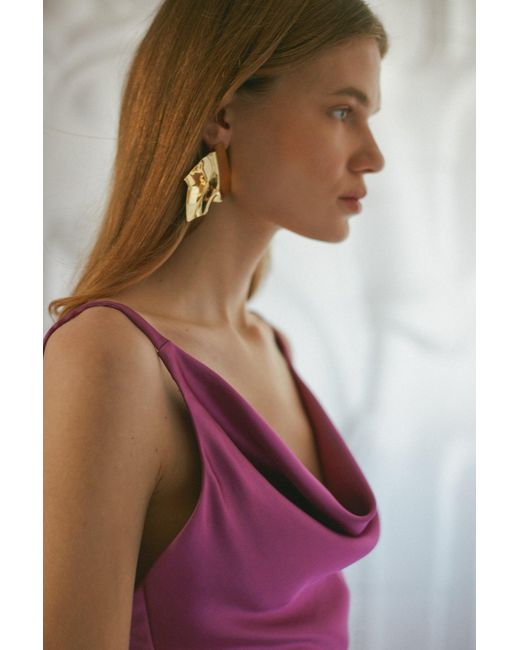 Undress Purple Kamea Satin Midi Cocktail Dress