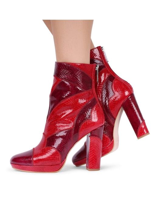 Terry De Havilland Red Claudia Merlot Ankle Boot