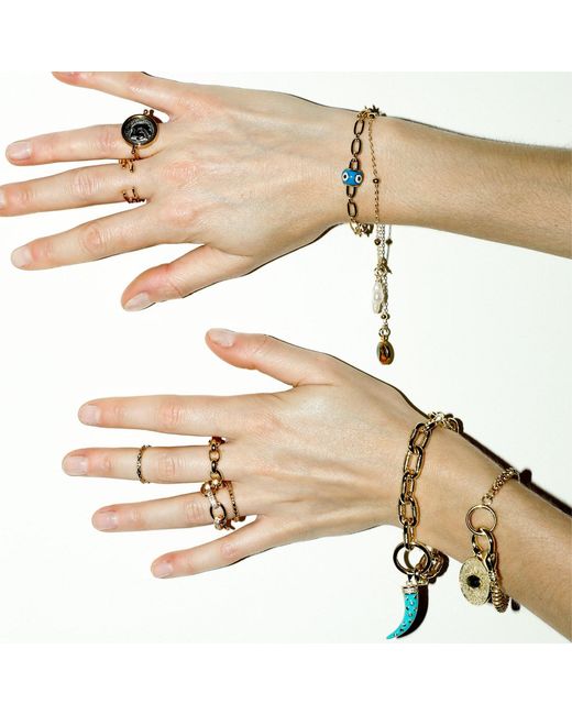 Alexie of Athens Metallic Madonna Pearl Cross Bead Bracelet