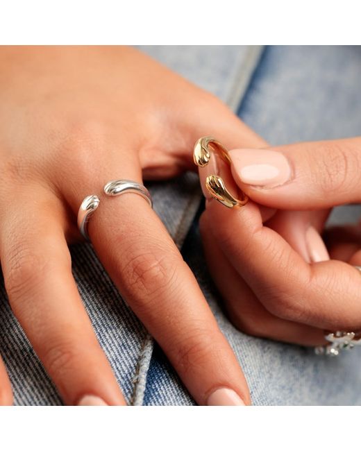 Lily Charmed Metallic Plated Open Paw Hug Ring