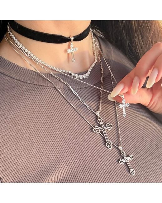 Leni James Metallic The Maxi Billie Cross Necklace
