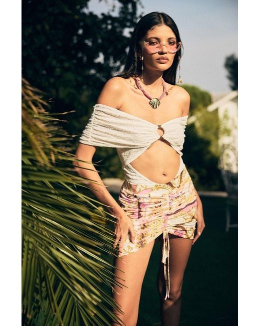 No'design White Monarch Ruched Mini Skirt
