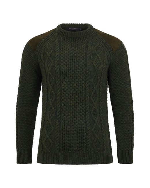 Paul James Knitwear Green Chunky Merino Wool Archiee Shooting Jumper for men