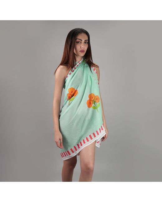 DHARA SHETH DUBAI Blue Azure Bloom Floral Resort Tube-Style Sarong