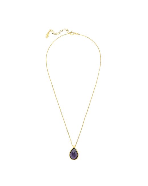 Latelita London Metallic Petite Drop Necklace Gold Amethyst Hydro