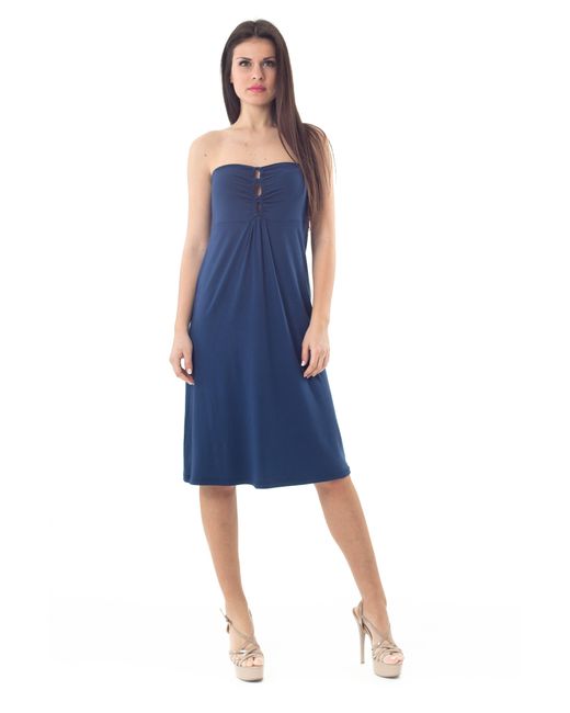 Conquista Blue Strapless A Line Dress