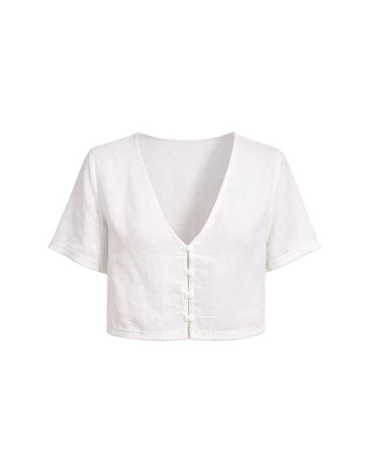 Belletage Swimwear White Aloha Linen Top