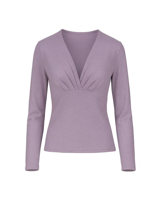 Conquista Purple Soft Heathered Knit V-Neck Top