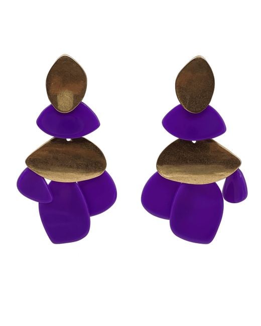 Michael Nash Jewelry Purple Danielle Amethyst Resin And Worn Pierced Earrings