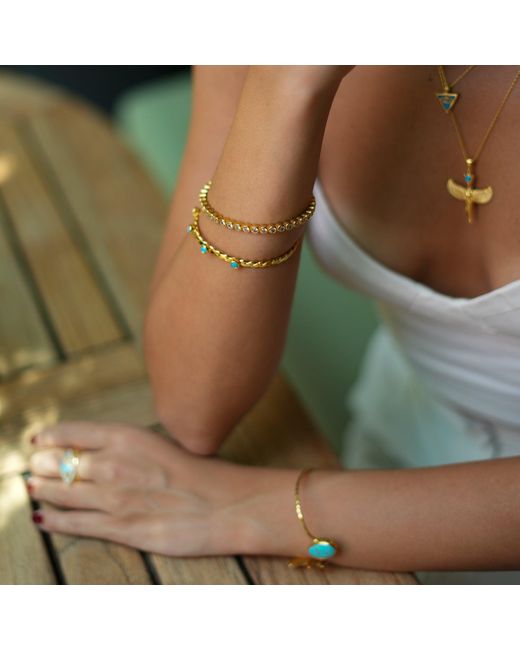 Ebru Jewelry Metallic Diamond & Dainty Bangle Bracelet