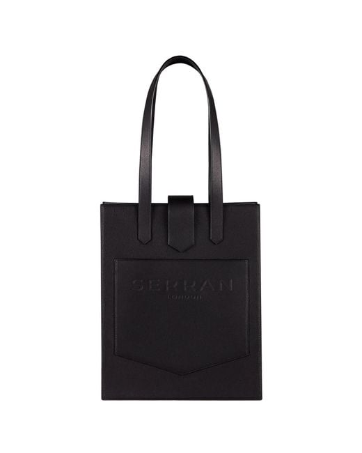 SEREN LONDON Black Leather Tote Bag for men