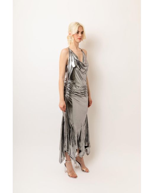 Amy Lynn White Alaska Silver Metallic Maxi Dress